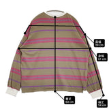 UNIVERSAL STYLE WEAR クラシック ボーダー Tee サイズXL 長袖Ｔシャツ カットソー ロンＴ ベージュ ピンク メンズ ユニバーサルスタイルウェア【中古】6-0512M♪