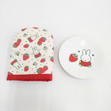 miffy 未使用品 フラワーミッフィー いちご プレート&ミトンセット 皿 ホワイト レディース ミッフィー【中古】6-0407G◎