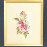 HEREND 花 陶板画 額装 HEREND インテリアその他 ホワイト ピンク レディース ヘレンド【中古】6-0413G◎