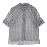 MARGARET HOWELL BOLD STRIPE COTTON SILK SHIRT 578-0152612 半袖シャツ ホワイト グレー レディース マーガレットハウエル【中古】6-0608S∞