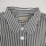 MARGARET HOWELL BOLD STRIPE COTTON SILK SHIRT 578-0152612 半袖シャツ ホワイト グレー レディース マーガレットハウエル【中古】6-0608S∞