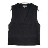MARGARET HOWELL MILLED WOOL 578-5251201 プルオーバーVネック ニット切替 ベスト 25AW ブラック レディース マーガレットハウエル【中古】6-0916T♪