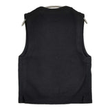 MARGARET HOWELL MILLED WOOL 578-5251201 プルオーバーVネック ニット切替 ベスト 25AW ブラック レディース マーガレットハウエル【中古】6-0916T♪