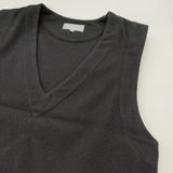 MARGARET HOWELL MILLED WOOL 578-5251201 プルオーバーVネック ニット切替 ベスト 25AW ブラック レディース マーガレットハウエル【中古】6-0916T♪