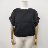 nicholson and nicholson コットンオーガンジー 半袖プルオーバーブラウス シアー素材 定価18700円 サイズ38 ブラウス シャツ ブラック レディース ニコルソンアンドニコルソン【中古】6-0525S◎