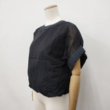 nicholson and nicholson コットンオーガンジー 半袖プルオーバーブラウス シアー素材 定価18700円 サイズ38 ブラウス シャツ ブラック レディース ニコルソンアンドニコルソン【中古】6-0525S◎