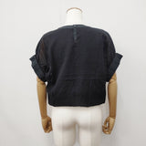 nicholson and nicholson コットンオーガンジー 半袖プルオーバーブラウス シアー素材 定価18700円 サイズ38 ブラウス シャツ ブラック レディース ニコルソンアンドニコルソン【中古】6-0525S◎