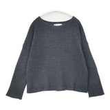 evam eva silk wool moss stitch PO 定価24000円 E193K018 シルクウール セーター ニット ブルーグレー系 レディース エヴァムエヴァ【中古】6-0923T∞