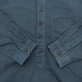 MHL. COTTON RAMIE POPLIN 596-7150516 サイズM バンドカラー プルオーバー 長袖シャツ ブルー メンズ エムエイチエル【中古】6-0512M♪