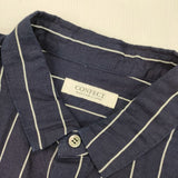 NEST ROBE CONFECT インディゴ ウェザーストライプ レギュラーカラーシャツ 定価24200円 02231-0039 サイズ3 長袖シャツ ネイビー メンズ ネストローブコンフェクト【中古】6-0513M∞