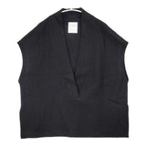 SI-HIRAI ウールリングヤーン圧縮ジャージーVネックジレ 定価26400円 ノースリーブニット CHAW24-4606 ベスト ブラック レディース スーヒライ【中古】6-0923T∞