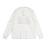 three dots 小林昭 グラフィックTシャツ AKIRA KOBAYASHI サイズS 長袖Ｔシャツ カットソー ロンＴ ホワイト レディース スリードッツ【中古】6-0713M∞