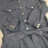 cloth&cross Hug O War リネン プルオーバーシャツワンピース 貝釦 ベルト付き ワンピース ブルー レディース クロス＆クロス ハグオーワー【中古】6-0615S∞