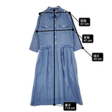 cloth&cross Hug O War リネン プルオーバーシャツワンピース 貝釦 ベルト付き ワンピース ブルー レディース クロス＆クロス ハグオーワー【中古】6-0615S∞