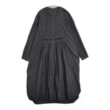 mizuiro-ind pin tuck long op 定価19800円 1-250006 ピンタックドレス コットン 比翼ボタン ワンピース ブラック レディース ミズイロインド【中古】6-0521M∞