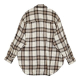 Spick and Span メタルボタンオンブレーチェックルーズシャツ 定価19800円 長袖シャツ 25AW ホワイト ベージュ レディース スピックアンドスパン【中古】6-0414T♪