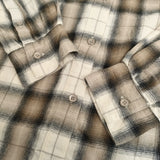 Spick and Span メタルボタンオンブレーチェックルーズシャツ 定価19800円 長袖シャツ 25AW ホワイト ベージュ レディース スピックアンドスパン【中古】6-0414T♪