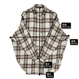 Spick and Span メタルボタンオンブレーチェックルーズシャツ 定価19800円 長袖シャツ 25AW ホワイト ベージュ レディース スピックアンドスパン【中古】6-0414T♪