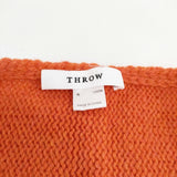 THROW スロー LUCA Lace Trim Triangle Scarf ニットストール スカーフ 三角 定価29700円 TH252-S12K ストール オレンジ レディース【中古】6-0903T◎