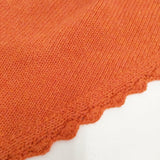 THROW スロー LUCA Lace Trim Triangle Scarf ニットストール スカーフ 三角 定価29700円 TH252-S12K ストール オレンジ レディース【中古】6-0903T◎