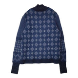 Mame Kurogouchi Checkered Pattern High Neck Pullover ハイネック セーター ニット ネイビー ブルー レディース マメクロゴウチ【中古】6-0924T∞