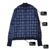 Mame Kurogouchi Checkered Pattern High Neck Pullover ハイネック セーター ニット ネイビー ブルー レディース マメクロゴウチ【中古】6-0924T∞