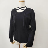 CHIGNON 2WAYチョーカーニットPO 定価15180円 リブ セーター ニット 25AW ブラック レディース シニヨン【中古】6-0924M∞