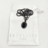 SATELLITE PARIS ストーン ネックレス ブラック シルバー レディース サテリットパリ【中古】6-0527G∞