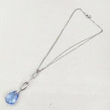 SWAROVSKI ティアドロップ クリスタル Parallele パラレル ネックレス シルバー ブルー レディース スワロフスキー【中古】6-0527G∞