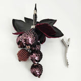 Plus Vendome フラワー 花 コサージュ スパンコール クリップ付き ブローチ ワインレッド レディース プラスヴァンドーム【中古】6-0527G∞