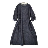 mina perhonen 新品 sitoa クルーネックドレス 定価110000円 40-42 LONG LENGTH 刺繍 ワンピース 26SS ネイビー レディース ミナペルホネン【中古】6-0421M♪