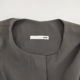 evam eva no collar coat ノーカラーコート E221T021 比翼ボタン コットン コート グレー レディース エヴァムエヴァ【中古】6-0708M∞