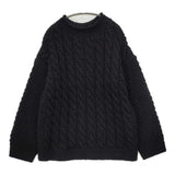 NEST ROBE CONFECT ペルーハンドニット 02214-0005 ウール ケーブル ニット ブラック メンズ ネストローブコンフェクト【中古】6-0905T◎