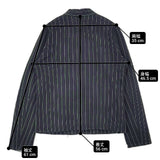 Pal'las Palace コットンストライプ スキッパーシャツ シャツジャケット 長袖シャツ ネイビー グリーン レディース パラスパレス【中古】6-0708M∞