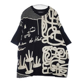 gomme パイルデザイン オーバーサイズ 半袖Ｔシャツ カットソー ブラック ホワイト レディース ゴム【中古】6-0615S∞