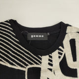 gomme パイルデザイン オーバーサイズ 半袖Ｔシャツ カットソー ブラック ホワイト レディース ゴム【中古】6-0615S∞
