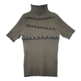 gomme ワッフル切替ハイネックＴ GG-T46-120 メロー 定価15400円 半袖Ｔシャツ カットソー 24SS カーキ レディース ゴム【中古】6-0615S∞