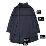 Bon Vieux Temps ウール混 タートルネックカットソー フレア バックロング カットソー ネイビー レディース ボンビュータン【中古】6-0917T∞