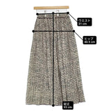 DOUBLE NAME オリジナルロゴアート柄消しプリーツスカート 恐竜 定価7590円 ロングスカート ベージュ グリーン レディース ダブルネーム【中古】6-0708M∞