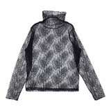 Ray Beams ストレッチレースハイネックトップス カットソー 定価7700円 シアー 長袖Ｔシャツ カットソー ロンＴ ブラック レディース レイビームス【中古】6-0708M∞
