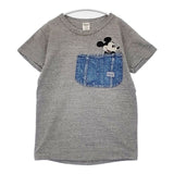DENIM DUNGAREE/Disney ミッキーマウス デニムポケット フロッキー 半袖Ｔシャツ カットソー グレー レディース デニムアンドダンガリー/ディズニー【中古】6-0615S∞