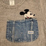 DENIM DUNGAREE/Disney ミッキーマウス デニムポケット フロッキー 半袖Ｔシャツ カットソー グレー レディース デニムアンドダンガリー/ディズニー【中古】6-0615S∞