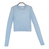 ZARA 新品 アルパカブレンドニット ショート丈 シアー セーター ニット ライトブルー レディース ザラ【中古】6-0917T∞