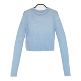 ZARA 新品 アルパカブレンドニット ショート丈 シアー セーター ニット ライトブルー レディース ザラ【中古】6-0917T∞