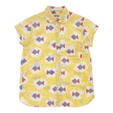 BEAMS BOY 16-01-0078-202 総柄 魚 半袖シャツ イエロー ホワイト レディース ビームスボーイ【中古】6-0615S∞