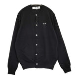 PLAY COMME des GARCONS Round Neck Cardigan With Black Emblem Top L AX-N023 ウール カーディガン AD2025 ブラック メンズ プレイコムデギャルソン【中古】6-0925T♪
