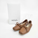 HEWN ヒューン スクエアトゥバレエシューズ 定価33000円 サイズ38 バレエシューズ ブラウン レディース【中古】6-0423G◎