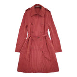 ISSEY MIYAKE A-POC INSIDE IM03KA511 サイズ2 ナイロン コットン ニット トレンチコート レッド オレンジ レディース イッセイミヤケ【中古】6-0418M♪