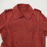 ISSEY MIYAKE A-POC INSIDE IM03KA511 サイズ2 ナイロン コットン ニット トレンチコート レッド オレンジ レディース イッセイミヤケ【中古】6-0418M♪