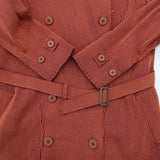 ISSEY MIYAKE A-POC INSIDE IM03KA511 サイズ2 ナイロン コットン ニット トレンチコート レッド オレンジ レディース イッセイミヤケ【中古】6-0418M♪